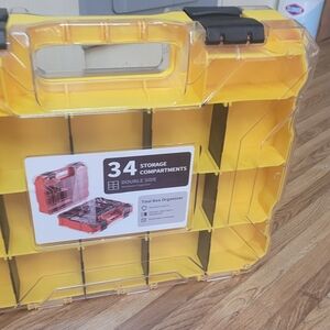 Double-Sided Yellow Storage Organizer with 34 Compartments